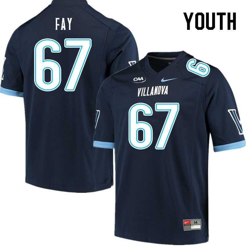 Youth #67 Kyle Fay Villanova Wildcats College Football Jerseys Stitched Sale-Navy - Click Image to Close